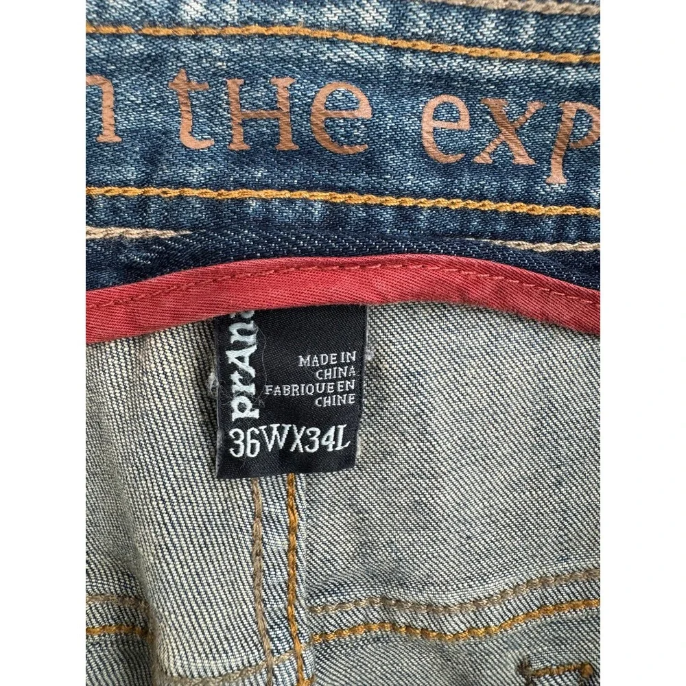 prAna Jeans Men 36x34 Blue Organic Cotton Straight Leg Medium Wash